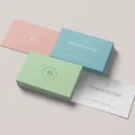 bej zemin uzerinde renkli kartvizitler, kendin tasarla, business card