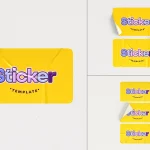 gri zemin uzerinde sarı dikdortgen sticker