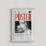 gri zemin uzerinde poster baski