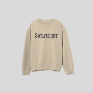 gri zemin uzerinde bej renk sweatshirt